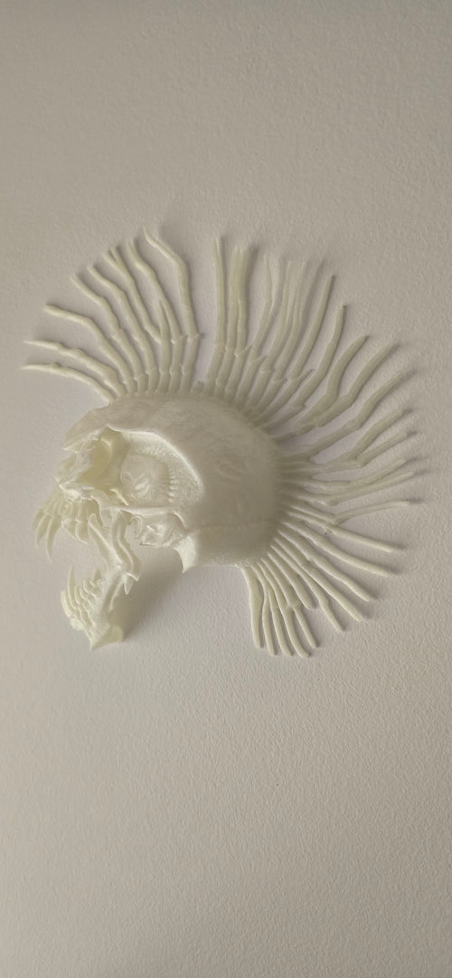 Bone Riot Skull | Punk Mohawk Wall Art