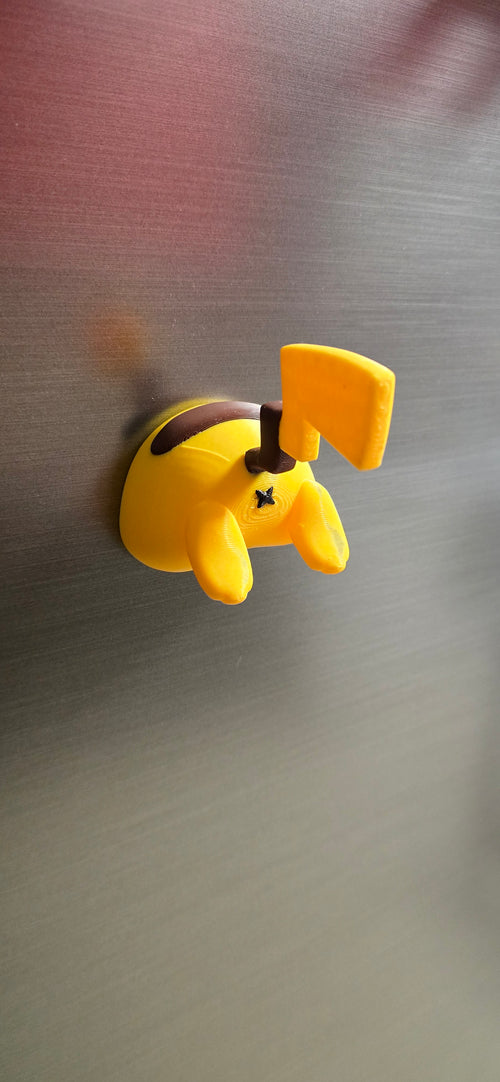 Yellow Electric Mouse Fridge Magnet, 3D printed PLA collectible - front product view