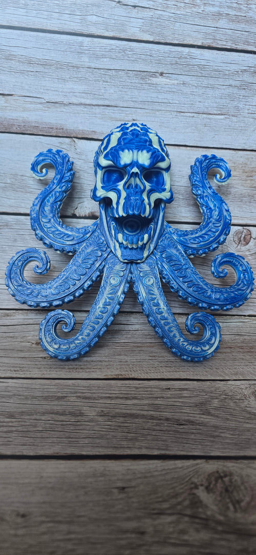 Le Crâne Hydra-délique – Art Mural Pieuvre Psychédélique | Impression 3D Multi-Couleur