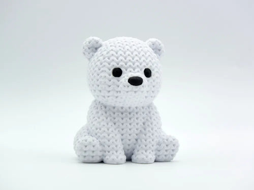 Arctic Guardian Knitted Polar Bear - 3D Printed Fantasy Companion
