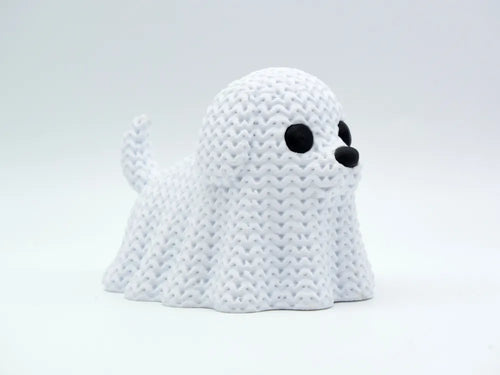 Spectral Hound Guardian - 3D Printed Halloween Ghost Dog - White