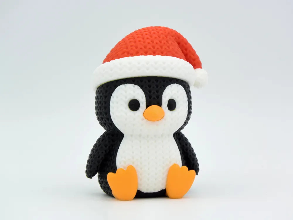 Manchot Champion Festif - Héro de Noël au Chapeau de Père Noël Imprimé en 3D